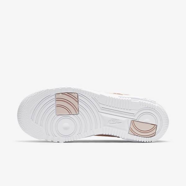 Beige / Black / White Women's Nike Air Force 1 Pixel Sneakers | NK197ONW