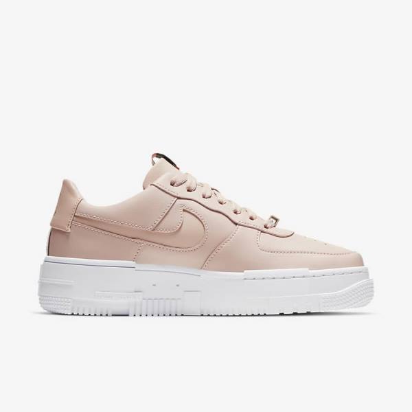 Beige / Black / White Women's Nike Air Force 1 Pixel Sneakers | NK197ONW