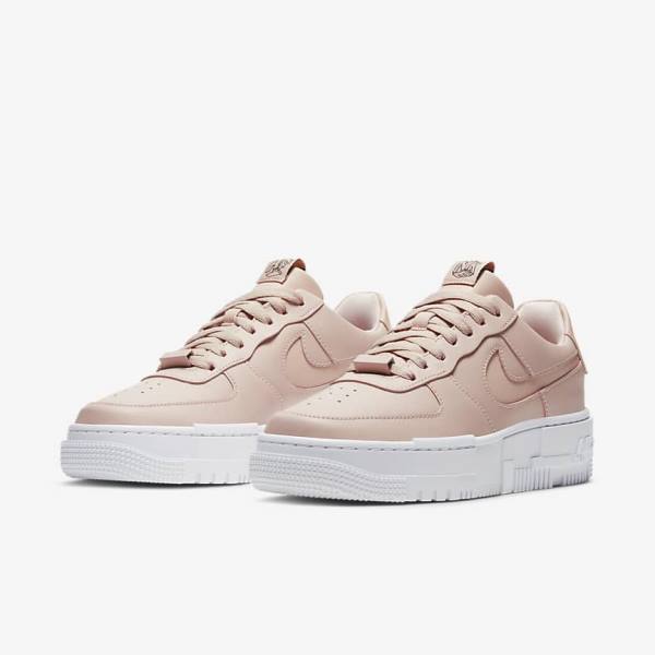 Beige / Black / White Women's Nike Air Force 1 Pixel Sneakers | NK197ONW