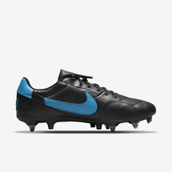 Black / Blue Men's Nike The Premier 3 SG-PRO Anti-Clog Traction Soft-Ground Football Shoes | NK485DQA