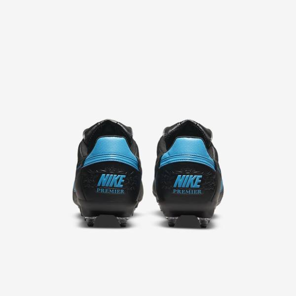 Black / Blue Men's Nike The Premier 3 SG-PRO Anti-Clog Traction Soft-Ground Football Shoes | NK485DQA