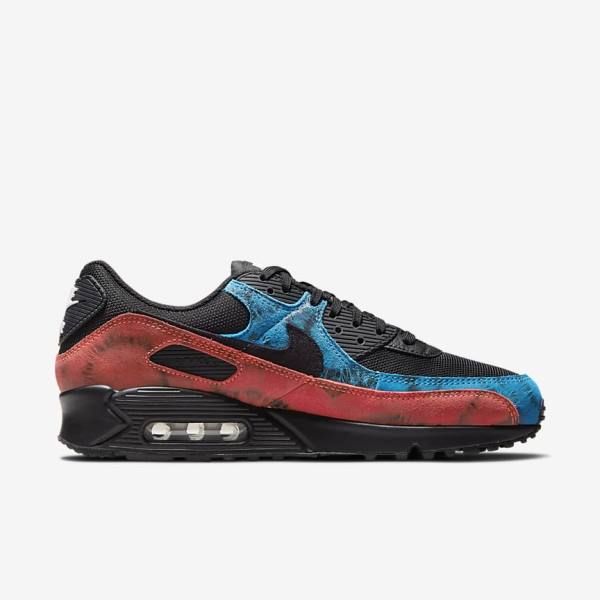 Black / Blue / Red / White Men's Nike Air Max 90 Sneakers | NK156XCR