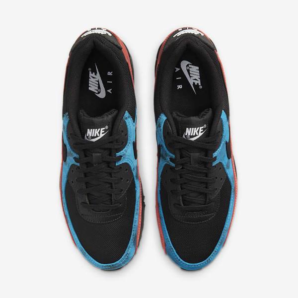 Black / Blue / Red / White Men's Nike Air Max 90 Sneakers | NK156XCR