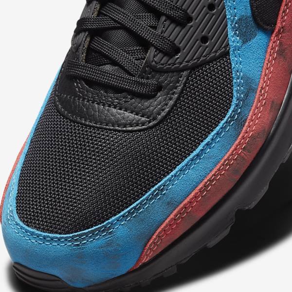 Black / Blue / Red / White Men's Nike Air Max 90 Sneakers | NK156XCR