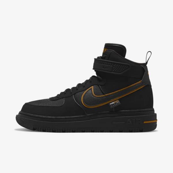 Black / Brown / Gold Men\'s Nike Air Force 1 Boot Sneakers | NK216MSE