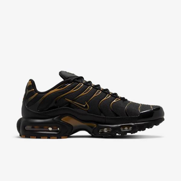 Black / Brown / Gold Men's Nike Air Max Plus Sneakers | NK035GBC