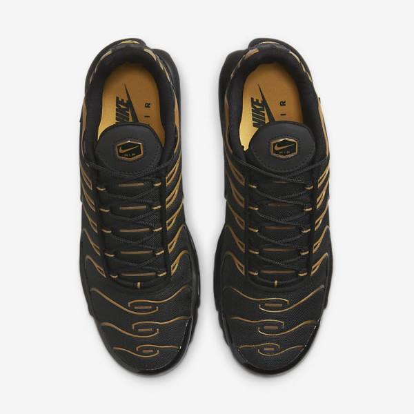 Black / Brown / Gold Men's Nike Air Max Plus Sneakers | NK035GBC