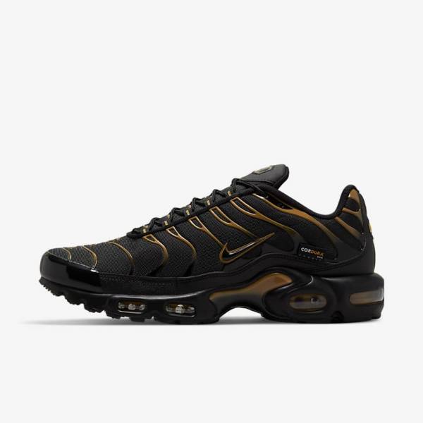 Black / Brown / Gold Men\'s Nike Air Max Plus Sneakers | NK035GBC