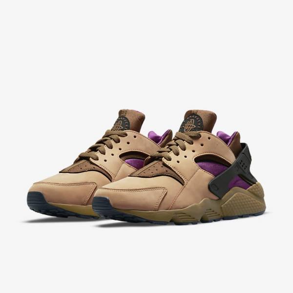 Black / Brown Men's Nike Air Huarache LE Sneakers | NK547QRC