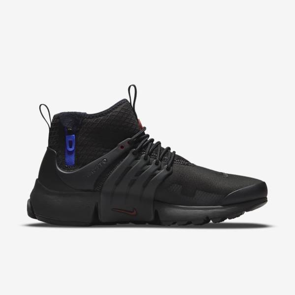 Black / Dark Grey / Blue / Red Men's Nike Air Presto Mid Utility Sneakers | NK457ETN