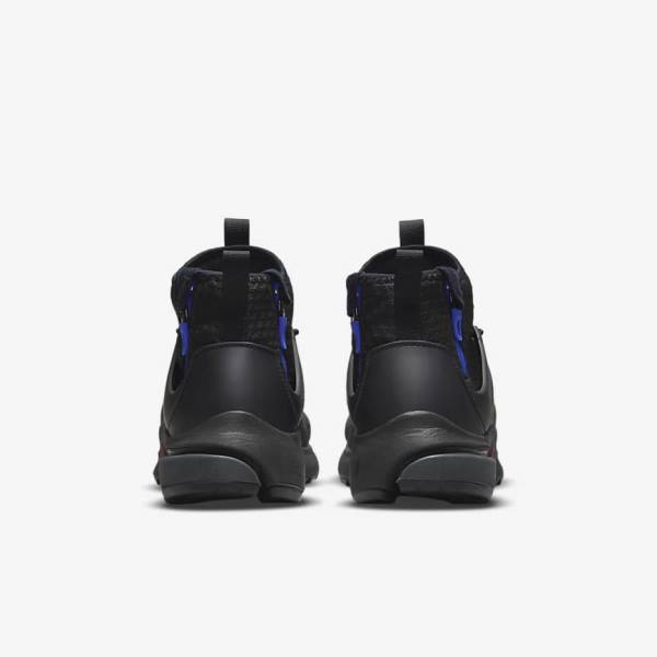 Black / Dark Grey / Blue / Red Men's Nike Air Presto Mid Utility Sneakers | NK457ETN