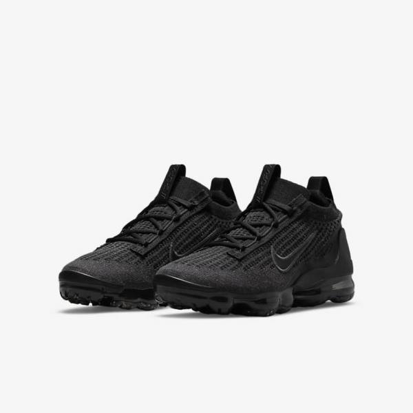 Black / Dark Grey Kids' Nike Air VaporMax 2021 FK Older Sneakers | NK830UDQ