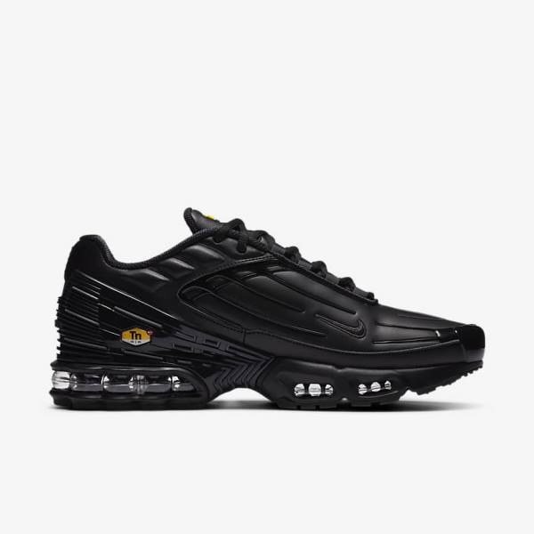 Black / Dark Grey Men's Nike Air Max Plus 3 Leather Sneakers | NK396XQL