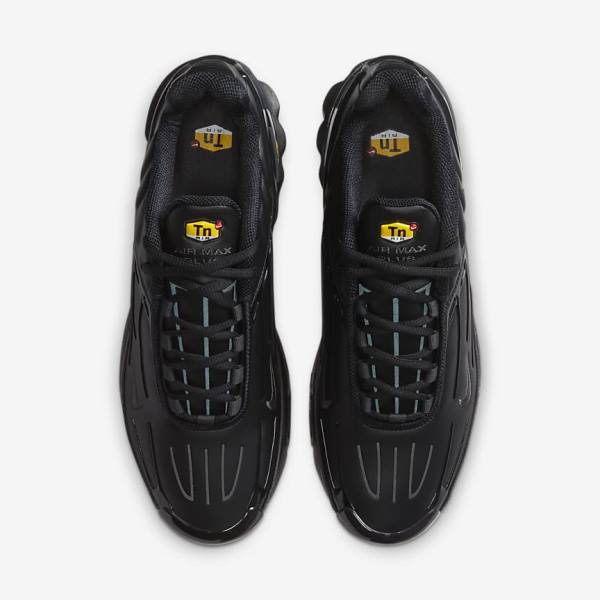 Black / Dark Grey Men's Nike Air Max Plus 3 Leather Sneakers | NK396XQL