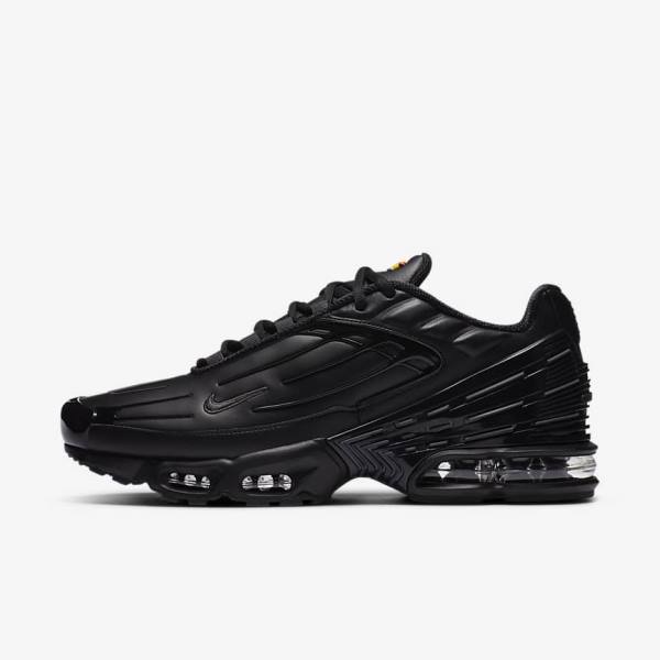 Black / Dark Grey Men\'s Nike Air Max Plus 3 Leather Sneakers | NK396XQL