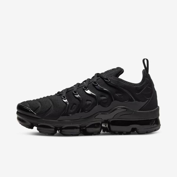 Black / Dark Grey Men\'s Nike Air VaporMax Plus Sneakers | NK015TQV