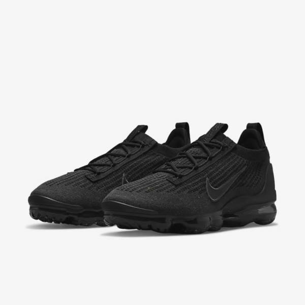 Black / Dark Grey Men's Nike Air VaporMax 2021 FK Sneakers | NK893BTC