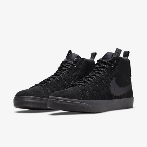 Black / Dark Grey Men's Nike SB Zoom Blazer Mid Premium Sneakers | NK103BRZ