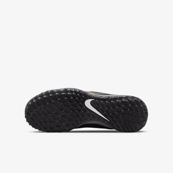 Black / Dark Grey / Metal Gold / Black Kids' Nike Jr. Tiempo Legend 9 Academy TF Older Turf Football Shoes | NK506EMQ