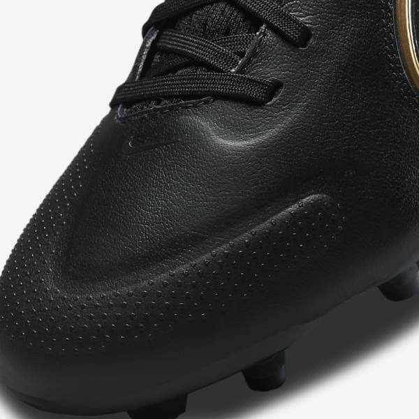 Black / Dark Grey / Metal Gold / Metal Dark Grey Men's Nike Tiempo Legend 9 Pro FG Firm-Ground Football Shoes | NK718WBX