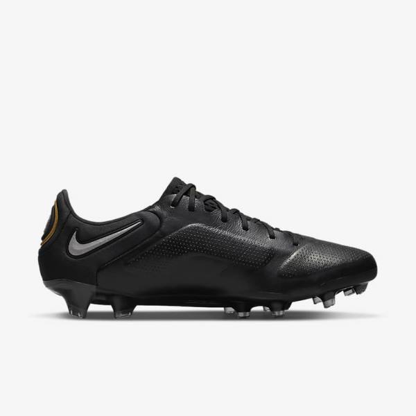 Black / Dark Grey / Metal Gold / Metal Dark Grey Men's Nike Tiempo Legend 9 Elite FG Firm-Ground Football Shoes | NK731FBM