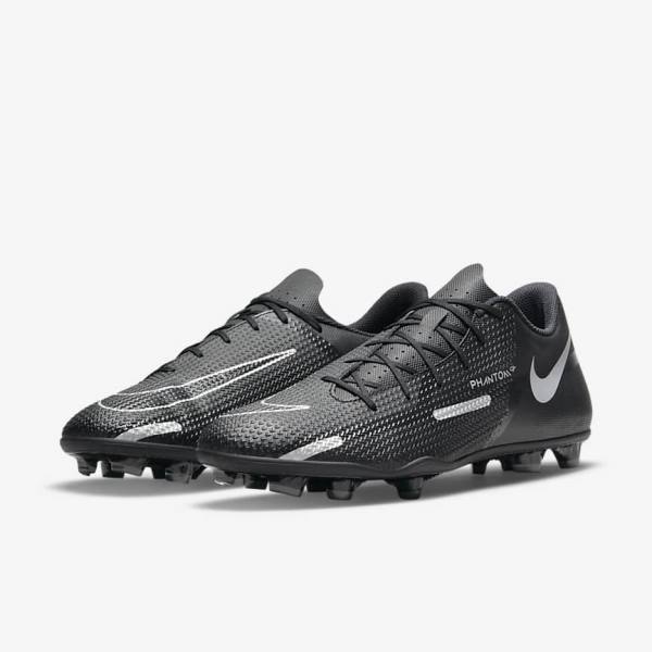 Black / Dark Grey / Metal Silver Men's Nike Phantom GT2 Club MG Multi-Ground Football Shoes | NK850WDG