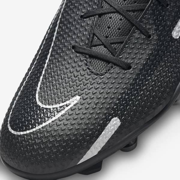 Black / Dark Grey / Metal Silver Men's Nike Phantom GT2 Club MG Multi-Ground Football Shoes | NK850WDG