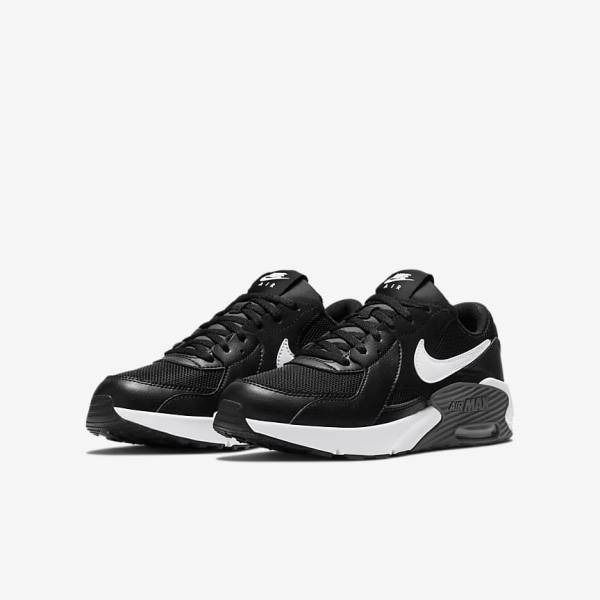 Black / Dark Grey / White Kids' Nike Air Max Excee Older Sneakers | NK723MSF