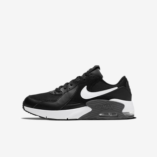 Black / Dark Grey / White Kids\' Nike Air Max Excee Older Sneakers | NK723MSF