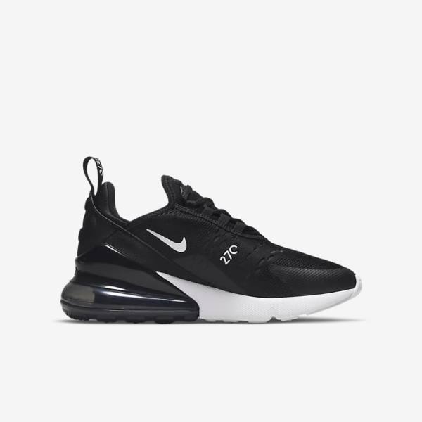 Black / Dark Grey / White Kids' Nike Air Max 270 Older Sneakers | NK947NKR