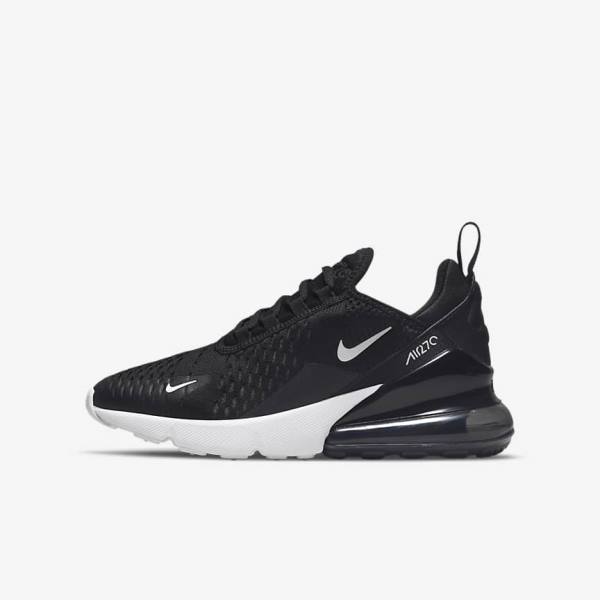 Black / Dark Grey / White Kids\' Nike Air Max 270 Older Sneakers | NK947NKR