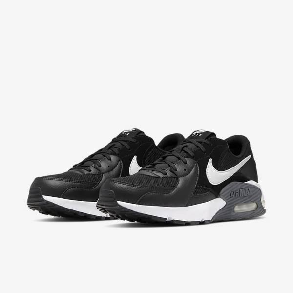 Black / Dark Grey / White Men's Nike Air Max Excee Sneakers | NK489LEO