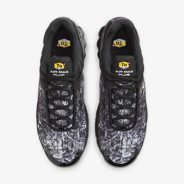 Black / Dark Grey / White Men's Nike Air Max Plus 3 Sneakers | NK825TFZ