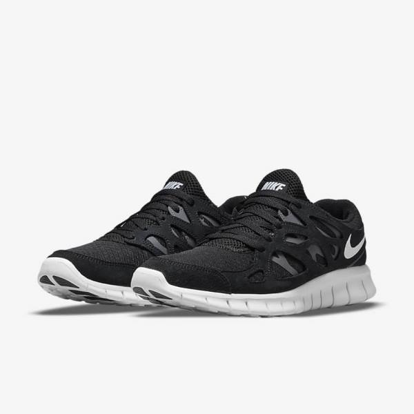 Black / Dark Grey / White Men's Nike Free Run 2 Sneakers | NK895WZK