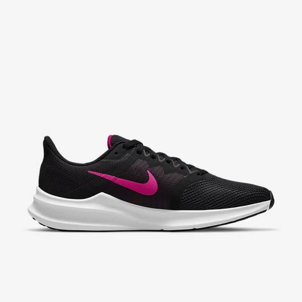 Black / Dark Grey / White Women's Nike Downshifter 11 Road Running Shoes | NK672DTY