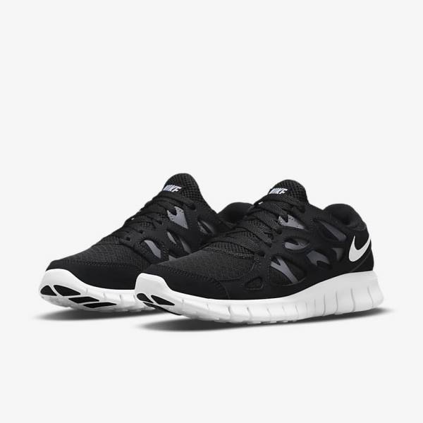 Black / Dark Grey / White Women's Nike Free Run 2 Sneakers | NK814BMA