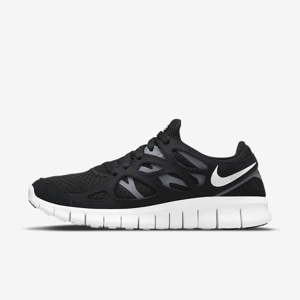 Black / Dark Grey / White Women\'s Nike Free Run 2 Sneakers | NK814BMA