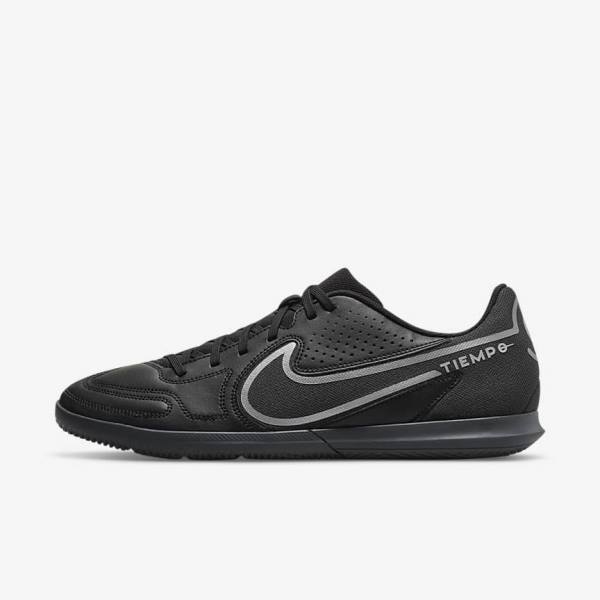 Black / Dark Grey Women\'s Nike Tiempo Legend 9 Club IC Indoor-Court Football Shoes | NK401IXQ