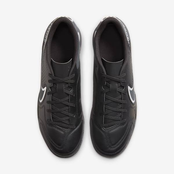 Black / Dark Grey Women's Nike Tiempo Legend 9 Club TF Turf Football Shoes | NK920COY