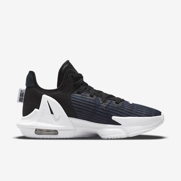 Black / Dark Obsidian / White Women's Nike LeBron Witness 6 Basketball Shoes | NK328JIP