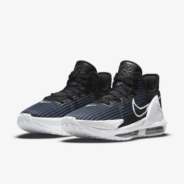 Black / Dark Obsidian / White Women's Nike LeBron Witness 6 Basketball Shoes | NK328JIP