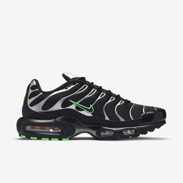 Black / Green / Metal Silver / Black Men's Nike Air Max Plus Sneakers | NK071JZO