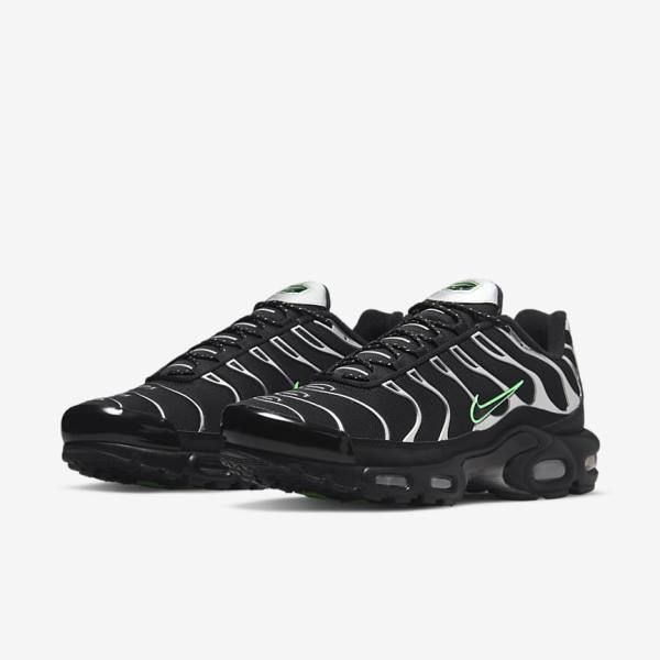 Black / Green / Metal Silver / Black Men's Nike Air Max Plus Sneakers | NK071JZO