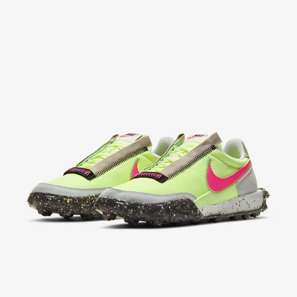 Black / Green / Pink Women's Nike Waffle Racer Crater Sneakers | NK865SXN