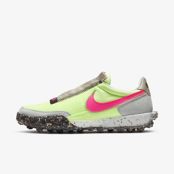 Black / Green / Pink Women\'s Nike Waffle Racer Crater Sneakers | NK865SXN