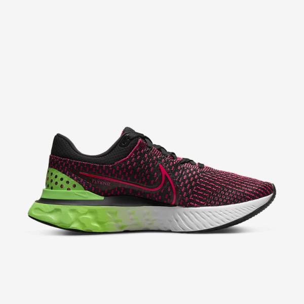 Black / Green / Red Men's Nike React Infinity Run Flyknit 3 Road Running Shoes | NK518ENI