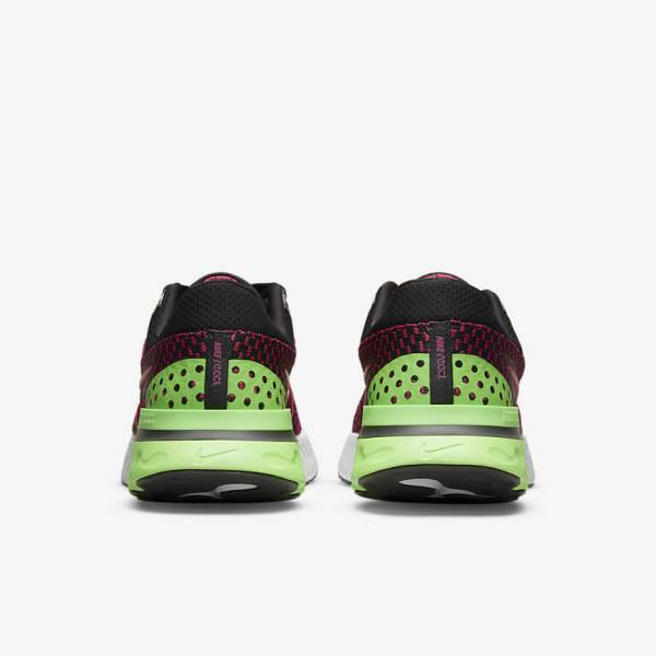 Black / Green / Red Men's Nike React Infinity Run Flyknit 3 Road Running Shoes | NK518ENI