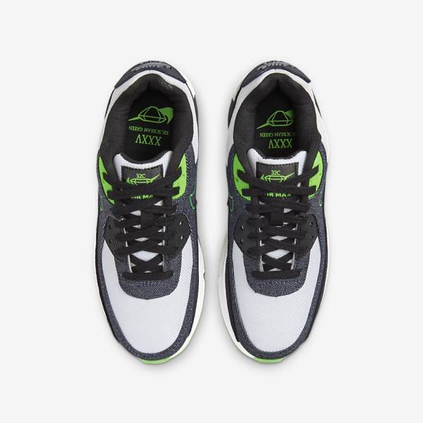 Black / Green / White / Obsidian Kids' Nike Air Max 90 LTR SE Older Sneakers | NK079XSW