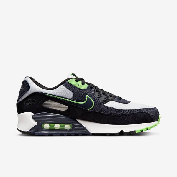 Black / Green / White / Obsidian Men's Nike Air Max 90 SE Sneakers | NK673IPY