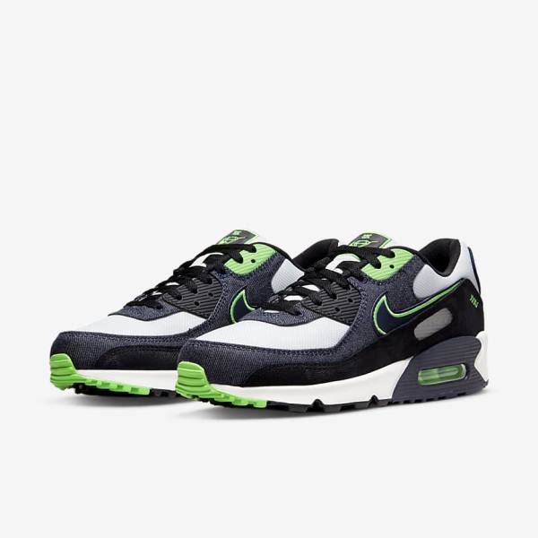 Black / Green / White / Obsidian Men's Nike Air Max 90 SE Sneakers | NK673IPY